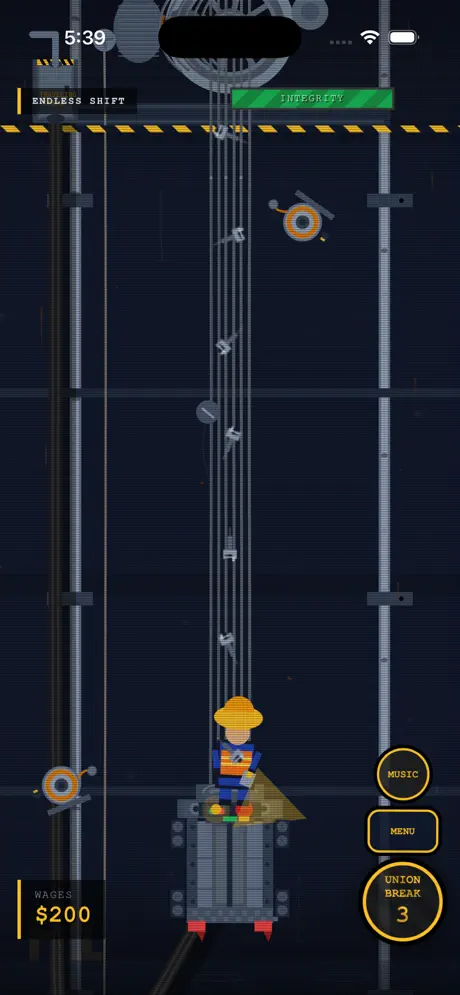 Gameplay: riding the car top through the hoistway