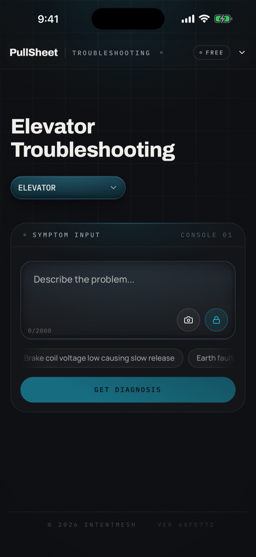 PullSheet elevator troubleshooting symptom console