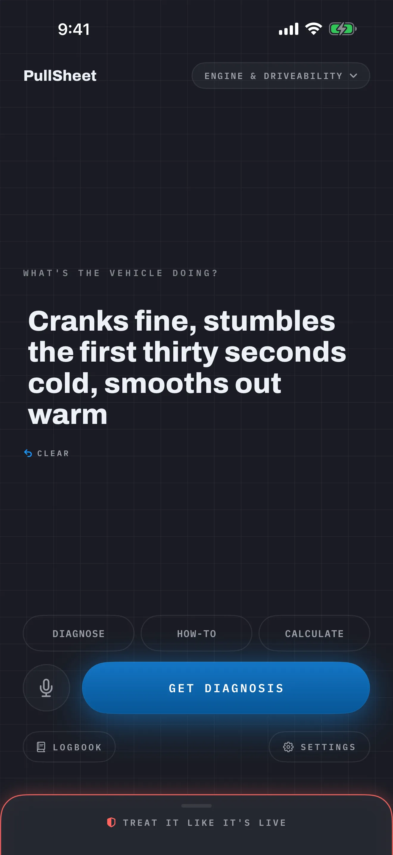 PullSheet Auto console on a phone